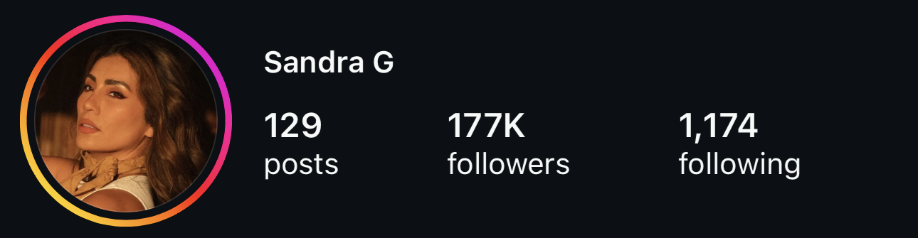Sandra G — 177K followers on Instagram